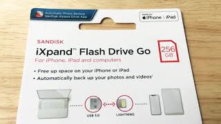 SanDisk iXpand Flash Drive Go Lightning 256GB Backup Drive Overview 12819 [upl. by Lytton355]