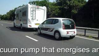 Smart Tow VW Up being towed by Swift Motorhome on AFrame with electronic power brakes [upl. by Nol]