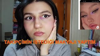 TAKİPÇİMİN İSTEDİĞİ MAKYAJI YAPTIM  EYELINER NASILÇEKİLİR [upl. by Ahsyla]