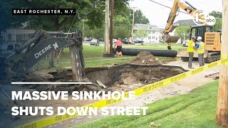 Massive sinkhole shuts down street [upl. by Randa]