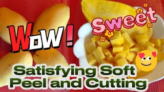 🛑 Satisfying Soft Peel and Cutting Mouthwatering Sweet Mango 🥭 Lets go 🤸💥🥭 ASMR [upl. by Helms701]