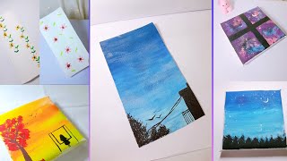 6 GENIUS PAINTING FOR BEGINNERS  Easy painting techniques  acrylic painting  mini canvas [upl. by Atnamas]