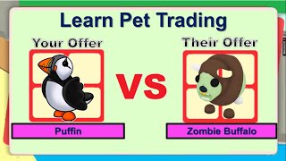 Adopt Me Trading  Puffin vs Zombie Buffalo  Adopt Me Pet Values [upl. by Yak]