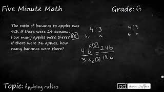 6th Grade Math Applying Ratios [upl. by Garda]