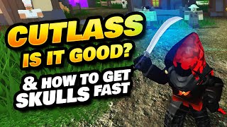 Cutlass Sword Review  How to Get Skulls Fast in Roblox Islands [upl. by Dott]