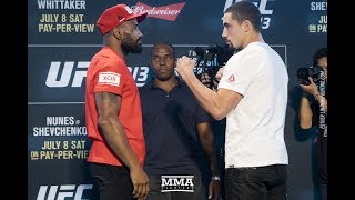 Yoel Romero vs Robert Whittaker UFC 213 Media Day Staredown  MMA Fighting [upl. by Herby]