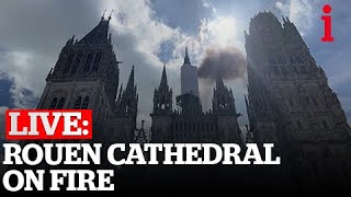 LIVE Rouen Cathedral Catches Fire [upl. by Adiehsar]