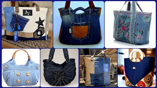 Most Beautiful denim patchwork upcycling handmade Tote Bags ideas 2025 [upl. by Maples]