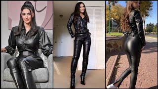 Stunning Womens in Gorgeous Leather faux leggings pants amp Bodysuit Outfits Collection leather [upl. by Linette]