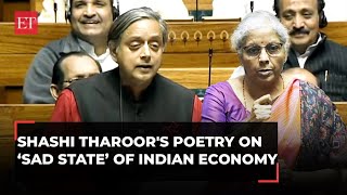 Hum kangle ho gye Shashi Tharoors poetry on sad state of Indian economy FM Sitharaman fumes [upl. by Ynnohj891]