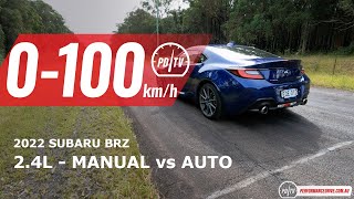 2022 Subaru BRZ manual vs auto 0100kmh amp engine sound [upl. by Ashil]