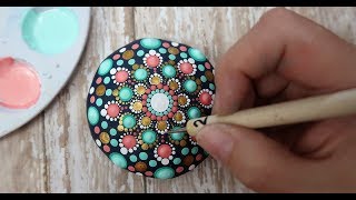 How To Paint Dot Mandalas VERY BEGINNERS STONE Handmade stone Step by Step Tutorial [upl. by Carlos]