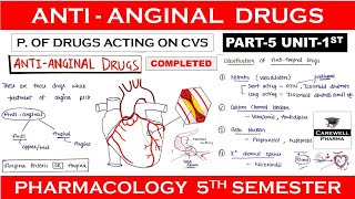 Antianginal drugs complete  Part5 Unit1  Pharmacology 5th Semester [upl. by Andree]