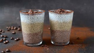 Chia Seed Pudding recipe with coffee vanilla chocolate  Healthy breakfast Light Dessert [upl. by Sauveur]