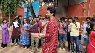 Namish Taneja Megha Chakraborty amp Shruti Bhist Distribute Prasad At Iskcon Temple  Mishri Serial [upl. by Nnoryt]