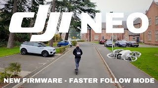 DJI NEO  NEW FIRMWARE  FASTER FOLLOW MODE [upl. by Ahsirtap655]