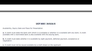 UCP 600 upto Article 10 [upl. by Birdella555]