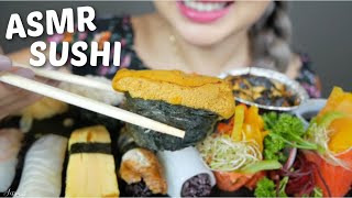 BLACK RICE SUSHI Assorted Nigiris with Oyster Motoyaki NO TALKING Food Sounds  SISSIASMR [upl. by Auqinu610]