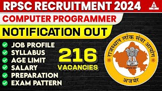 RPSC Programmer Vacancy 2024 Notification Out [upl. by Rolland571]