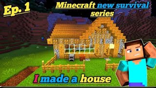 minecraft pe survival series ep 1  I made a house [upl. by Naujit399]