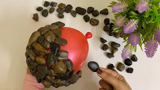 Stone Flower Pots  How To Make Flower Pot With Stone  Easy Craft [upl. by Niotna]