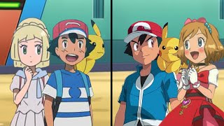 Pokemon Characters Battle Ash and Lillie Vs Ash and Serena Amourshipping Battle [upl. by Wall]