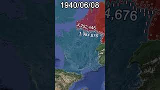 Battle of France WW2 Every Day With Army Sizes shorts animation map [upl. by Yrogerg]