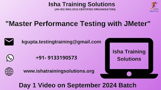 Master Performance Testing with JMeter Day1 on 6th Sept 2024 WhatsApp us 919133190573to enroll [upl. by Laurianne]