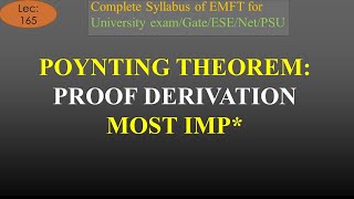 EMFT  Lec 165  Mathematical Proof of Poynting Theorem  R K Classes  Join Telegram Channel 4 PDF [upl. by Aloek905]