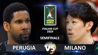 Semifinals Perugia vs Milano  Volleyball SuperLega Coppa Italia 2024 [upl. by Onirefez]