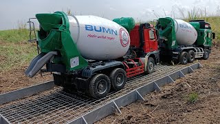 Proses Pengecoran Jalan Desa Mobil Truk Molen Cor Beton Mixer Oleng Fuso 220Ps Isuzu Giga Hino 500 [upl. by Gniliem]