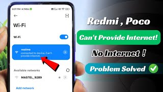 How to fix WIFI Problem in Redmi Connected to Device Cant Provide Internet 2024 No WiFi Internet [upl. by Brout]