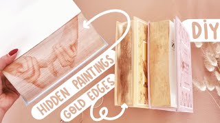 DIY Fore edge PAINTING  How to make a painting hidden with gold on the border of your book [upl. by Elayne]