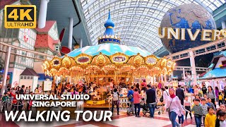 Complete Walking Tour Universal Studios Singapore amp Sentosa Island 2024  4K  Waterworld amp Rides [upl. by Eilla]