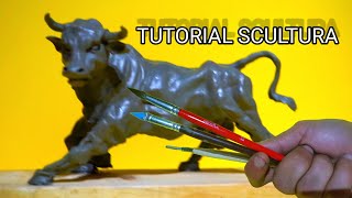 modellare con argilla e plastilina Sculpting timelapse Tutorial sculture animali  toro [upl. by Auqeenwahs435]