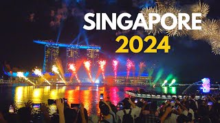 New Year Fireworks Singapore Marina Bay Countdown 2024 [upl. by Ramgad]