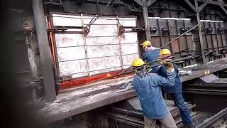 Clinker cleaning from oven in coke oven plant battery [upl. by Etnahsal677]