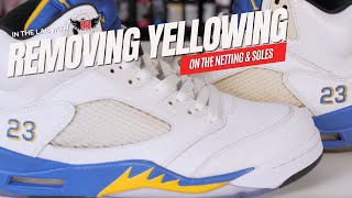 How Yo Unyellow Jordan 5 Nets and Soles Using Nu Antidote  Shoe Cleaning Icing Tutorial [upl. by Bale]