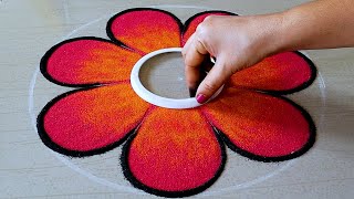 Easy Flower Rangoli Designs For Beginners  Festival Rangoli Designs  Simple Diwali Rangoli [upl. by Derry965]