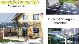 Terrassenüberdachung selber bauen mit Glas oder Solarglas einlage [upl. by Ahtanamas]