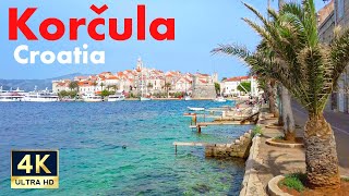 Korcula Croatia 🇭🇷 4K Beach and Old Town Walking Tour June 2022 [upl. by Eseerahs]