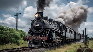 steam locomotive amazing steam train crossing a country road [upl. by Leeann]