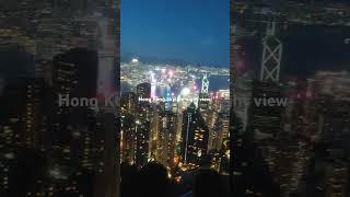 Amazing night view of Hong Kong skyline from the top of the peak tower [upl. by Akehsat]