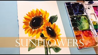 Easy Watercolor Sunflower Tutorial Step by Step Paint this in under 10 minutes [upl. by Fayola161]