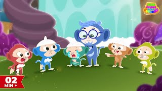 Five Little Monkeys  Theme Park  Nursery rhymes  Kids Songs Little Finger Rhymes [upl. by Leinnad810]