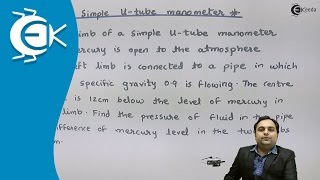 Problem No 1 on Simple UTube Monometer  Pressure and Pressure Measurement  Fluid Mechanics [upl. by Stacie]