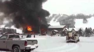 Raw Video of Big Powderhorn Mountain Lodge Fire [upl. by Bernt191]