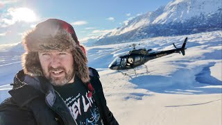 Helicopter Tour amp Landing On Middle Of Massive ALASKA Glacier  Knik River Of Ice  Snowy Mountains [upl. by Oicanata453]