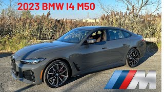 2023 BMW i4 M50i Dravit Grey on Mocha Vernasca Leather with M Carbon Exterior Package 4k [upl. by Lerner935]