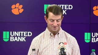 Dabo Swinney on Tyler Brown redshirt more injury updates [upl. by Ecnerat]